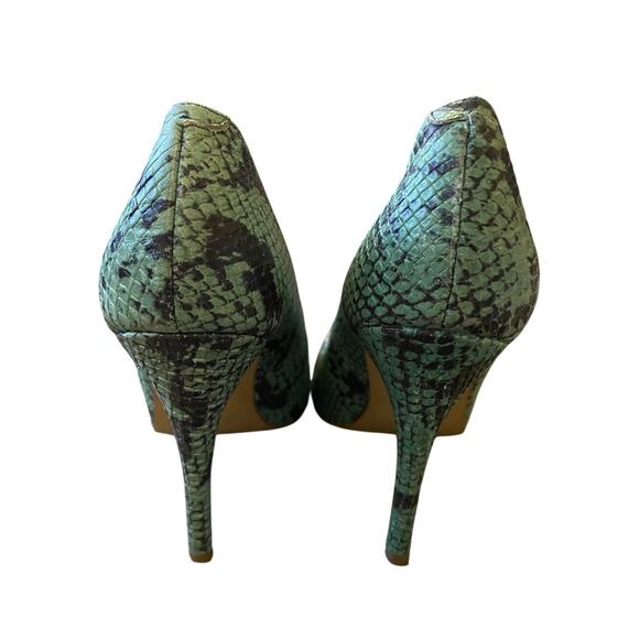 Steve Madden Womans 9 Snakeskin LEATHER Aspiree Pumps Turquoise Green Heels - Picture 5 of 7